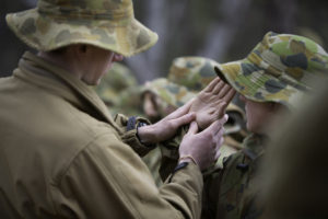 Australian Army Cadets trainees compete in a drill competition during the annual field exercise in Bindoon training area, north-east of Perth, on 1 October 2016.