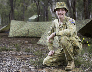 Australian Army Cadets trainee Regional Cadet-under-Officer Sam Elias during the annual field exercise in Bindoon training area, north-east of Perth, 1 October 2016.
