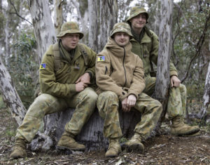 Australian Army Cadets trainees relax between training activities during the annual field exercise in Bindoon training area, north-east of Perth, on 1 October 2016.