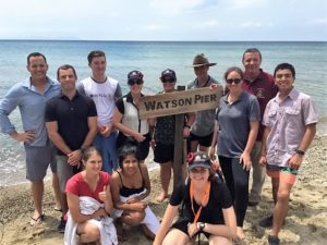 CPL Tom Val, SPR James Athorn, WO2 Justin Millburn, Cadet WO2 Samara Lance, LT (AAC) Lynette Genders, Cadet CUO David Neilson, Cadet CUO Taya Louis-Kircher, LT (AAC) Ian Fergusson, Cadet SGT Keegan Ardita. Front Row: Cadet CPL Tanisha Lepore, Cadet SGT Sonali Ambani, Cadet SGT Ashleigh Oliver. This photo was taken at Watson's pier - the site of the first pier constructed at Gallipoli by the grandfather of one of the tour members.