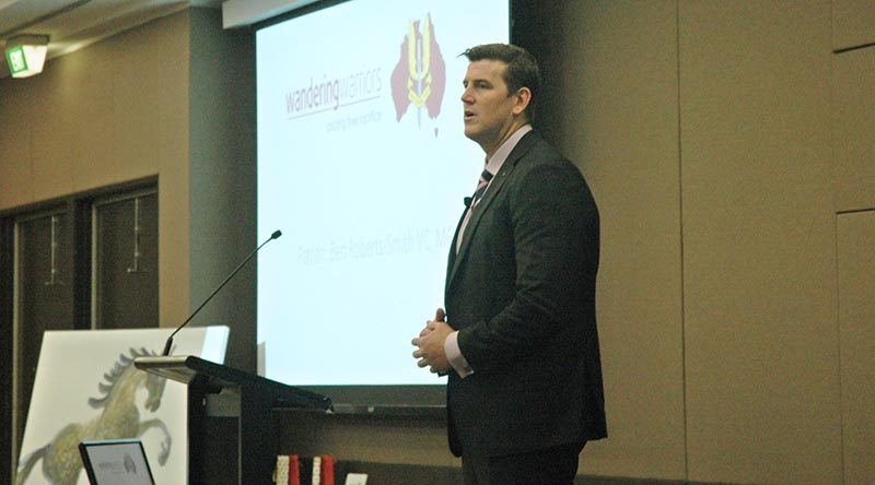 Ben Roberts-Smith VC MG address a Wandering Warriors' luncheon.