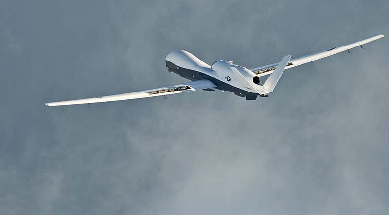 An MQ-4C Triton unmanned aircraft in flight. US Navy photo by Erik Hildebrandt.