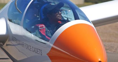 Leading Cadet Tharane Thamodarar, 604 Squadron, Hampstead Barracks, prepares for takeoff. Leading Cadet Thamodarar is the recipient of an Air Force Flying Scholarship, allowing her to develop her gliding skills and reach solo pilot status. Her gliding activities also contribute to her Bronze Award within the Duke of Edinburgh International Award Scheme.