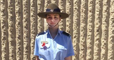 Cadet Madison Short from 613 Squadron (RAAF Edinburgh) at the 2016 Remembrance Day service at Tyndale Christian School, which she attends.