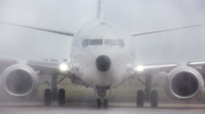 A47-001 the first RAAF Poseidon aircraft gets a water canon welcome to its home Base, RAAF Base Edinburgh. Photo by Corporal Craig Barrett.