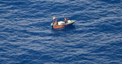 Three fishermen missing from Kiribati found by RNZAF Orion, 9 November 2016. NZDF photo