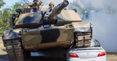 Australian Army soldiers from 2nd Cavalry Regiment demonstrate the power of their M1A1 Abrams tank as part of 3rd Brigade's Lavarack Barracks open day activities in north Queensland on Saturday, 3 September 2016. Photo by Sapper Josh Saurin.