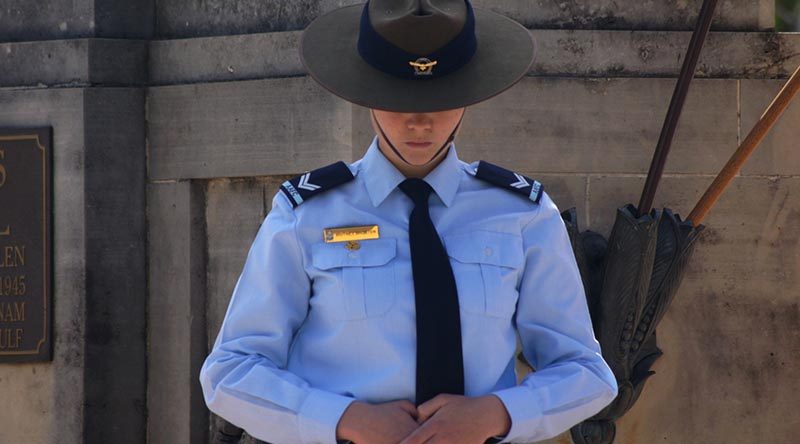 Remembrance Day – file photo – Cadet Corporal Britney Shorter on catafalque duty.