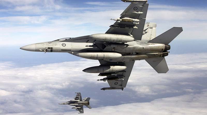 Two RAAF F/A-18F Super Hornets. Photo by Sergeant Andrew Eddie.