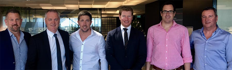 Happy with the announcement – Chris Dixon General Manager Sale ADA, Matt Graham ADA CEO, Mark Foote Managing Director LE Gear, Daniel Keighran VC Brand Ambassador ADA, Ed Holbrook Chief Financial Officer ADA and Archie Fraser LE Gear.