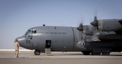 Royal New Zealand Air Force Sergeant Dave Wood an Air Loadmaster carries out start up procedures of the C- 130 prior to a task on OP TEAL.