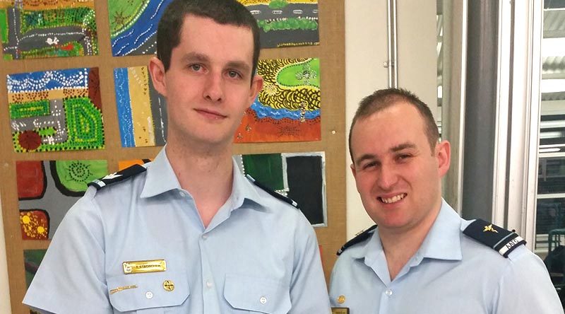 Cadet Sergeant Thomas Stagbouer and Flying Officer (AAFC) Simon Blair.