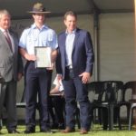 Young Citizen of the Year nominee CFSGT Walter Harris (No 622 Squadron, AAFC) receives his certificate at the Murray Bridge Australia Day Ceremony.