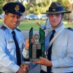 Cadet Corporal Josef Gerstenmayer receives the 6 Wing SNCO Course Encouragement Award (Course A) from the Commander of the AAFC, Group Captain (AAFC) Mark Dorward 