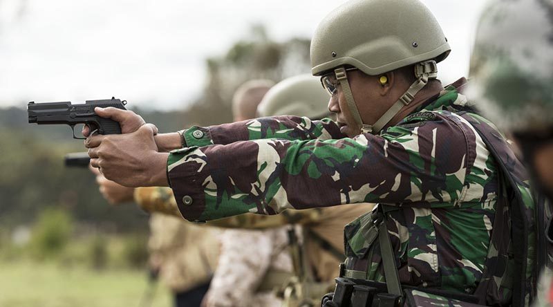 An Indonesian soldier competes in the Australian Army Skill at Arms Meeting at Puckapunyal, Victoria, in May 2016. Photo by Sergeant Janine Fabre.