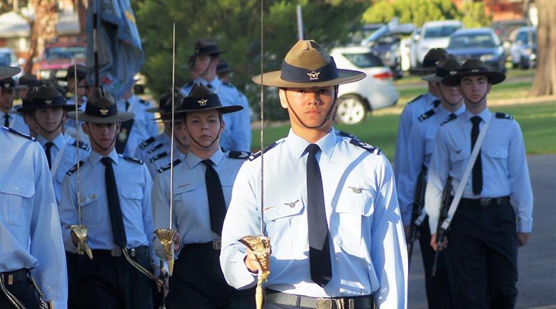 Parade Commander CFSGT Kyle Roberts (609 Squadron, Warradale Barracks), dux of the Cadet Under Officer Course.