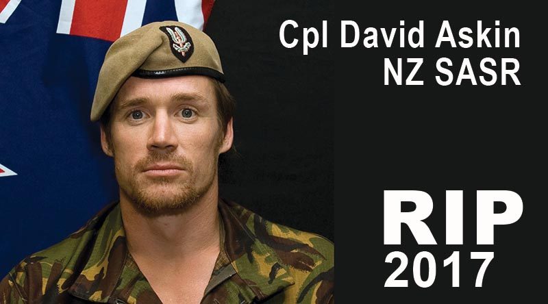 Corporal David Steven Askin, former New Zealand SASR, killed in a helicopter crash, 14 February, while fighting bushfires near Christchurch. NZDF file photo.