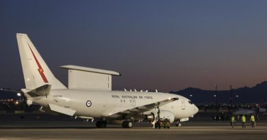 A Royal Australian Air Force E-7A Wedgetail on the flightline at Nellis Air Force Base during Exercise Red Flag 17-1. Photo by Brenton Kwaterski.