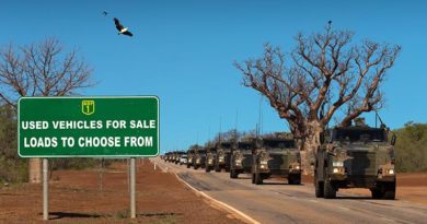 Australian Army Bushmaster protected mobility vehicles from 1st Brigade drive along the Great Northern Highway during Exercise Northern Shield 2016. Original photo by Corporal David Said – digitally altered by CONTACT.