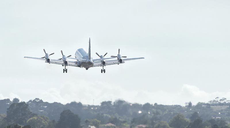 P-3 Orion leaves Royal New Zealand Air Force Base Whenuapai on it's way to conduct maritime security opperations in the Middle East. NZDF photo.