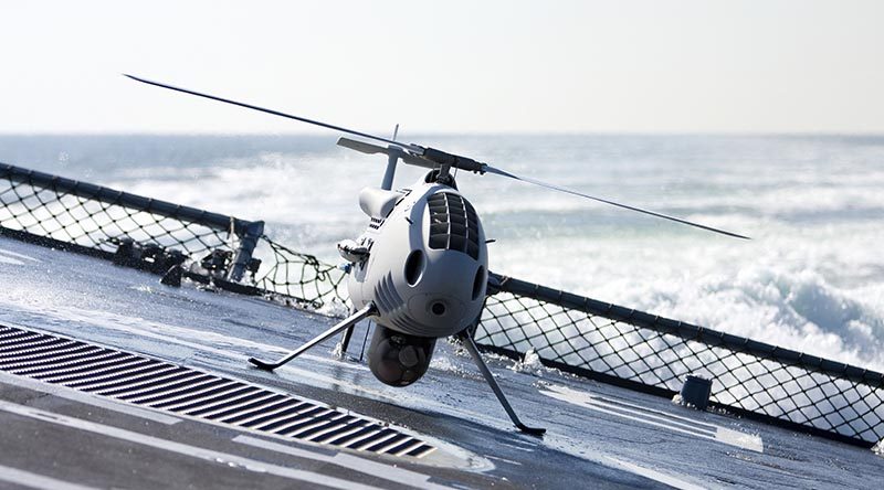 A CAMCOPTER® S-100 operated by the German Navy. Photo supplied by Schiebel.