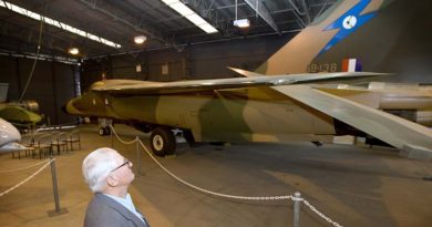 Ipswich resident Rene Cabourdin observes one of the many aircraft on display during his visit to the RAAF Amberley Aviation Heritage Centre. Photo by Leading Aircraftwoman Joanne Larsen.