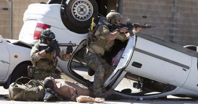 United States Air Force pararescuemen protect and extract victims of a mock mass casualty activity at the Townsville field training area during Exercise Angel Reign 16 on July 6, 2016. Photo by Corporal Steve Duncan.
