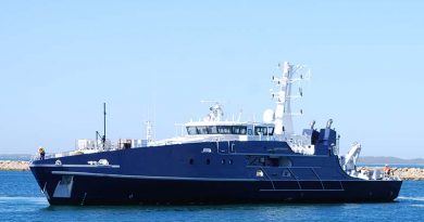 The first of two Cape Class Patrol Boats for the Royal Australian Navy, the Australian Defence Vessel (ADV) Cape Fourcroy. Austral photo.