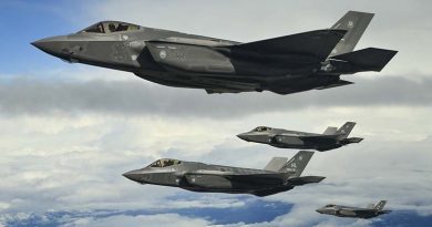 USAF F-35As fly in formation on their way to Europe. US Air Force photo by R. Nial Bradshaw.