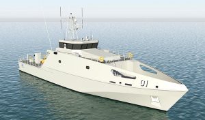 The Pacific Patrol Boat Replacement Project is an Australian security initiative that aims to enhance practical maritime security cooperation across the South Pacific through the donation of patrol boats to replace an ageing fleet of boats donated to the same countries in a program that commenced in 1987. The project includes 19 or more 39.5m vessels designed and constructed by Austal in WA for delivery to up to 13 Pacific-island nations from late 2018. Construction of the first patrol boat started earlier this year. Austal image.