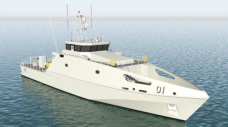 The Pacific Patrol Boat Replacement Project is an Australian security initiative that aims to enhance practical maritime security cooperation across the South Pacific through the donation of patrol boats to replace an ageing fleet of boats donated to the same countries in a program that commenced in 1987. The project includes 19 or more 39.5m vessels designed and constructed by Austal in WA for delivery to up to 13 Pacific-island nations from late 2018. Construction of the first patrol boat started earlier this year. Austal image.