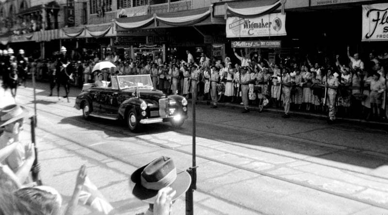 Queen Elizabeth II photographed during her first visit to Australia in 1954.