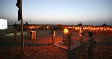 ANZAC Day Dawn Service at Talil, Iraq, 2008. Photo by Brian Hartigan.