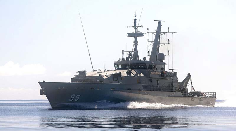 Armidale-class patrol boat HMAS Maryborough at sea. Photo by Leading Seaman James Whittle.