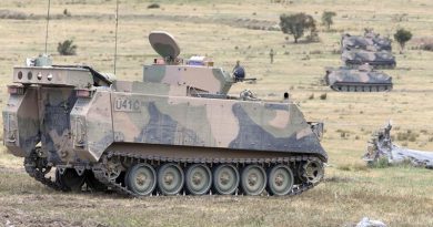 M113AS4 armoured personnel carriers. Photo by Corporal Steve Duncan.