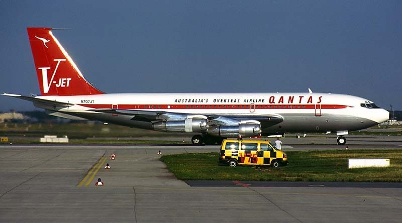 John Travolta's Boeing 707, photographed in Frankfurt, Germany – has been donated to the Historical Aircraft Restoration Society at Albion Park, NSW, Australia. Photo by Konstantin von Wedelstaedt.