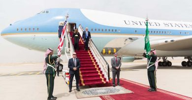President Donald Trump and First Lady Melania Trump arrive in Rihad, Saudi Arabia, Saturday, May 20, 2017, for the start of their overseas visit to Saudi Arabia, Israel, Rome, Brussels and Taormina, Italy. Official White House Photo by Shealah Craighead.