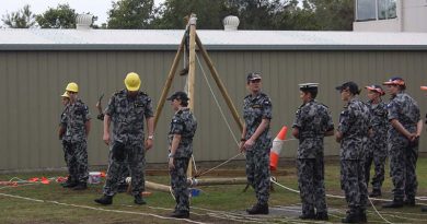 TS Koopa cadets hone their seamanship skills by a conducting light jackstay exercise.