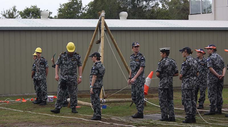TS Koopa cadets hone their seamanship skills by a conducting light jackstay exercise.