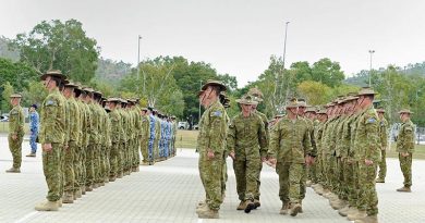 Farewell parade for Middle-East-bound troops in Townsville. 3 Brigade photo.