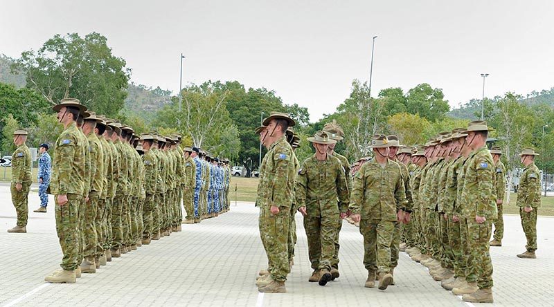 Farewell parade for Middle-East-bound troops in Townsville. 3 Brigade photo.