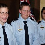 Duke of Edinburgh Bronze Award recipients Leading Cadets Simon Russell, Lachlan Jenkins and Sara Sha.