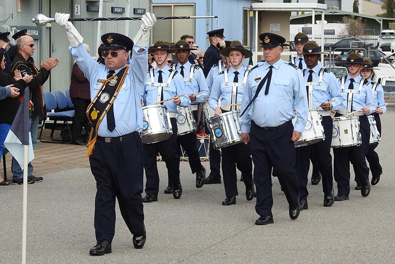 6 Wing Band supports No 605 Squadron on 27 May, led by Flight Lieutenant (AAFC) David Thompson. Image by Rick Fry.