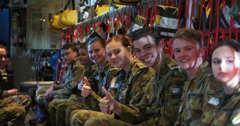 6 Wing cadets enjoy their C-130J air-experience flight.