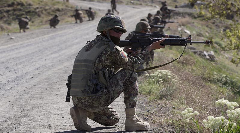 About 350 Afghan officer cadets graduated on 20 July after completing an intensive 11-month training course supported by New Zealand Defence, Australian, Danish and British mentors. Photographer unknown.