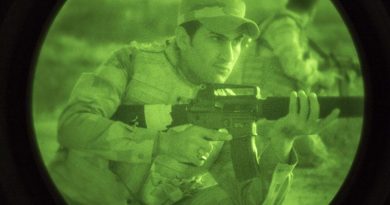 An Iraqi soldier undergoing night-fighting training with Australian and NewZealand training team at Camp Taji. ADF photo.