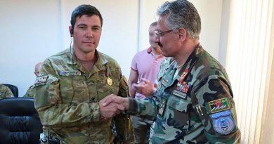 Australian Army Major Conrad Walsh is awarded the Afghan Ministry of Interior Medal of Honour.