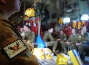 LAC (AAFC) Kim Edgar from 604 Squadron with cadets from Group 4 during a C-130J flight from Adelaide. Image by PLTOFF (AAFC) Paul Rosenzweig