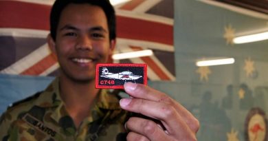 CSGT Michael Santos from No 604 Squadron AAFC proudly displays his CT-4B patch after successfully completing the ADF Flight Screening Program. Image by Pilot Officer (AAFC) Paul Rosenzweig