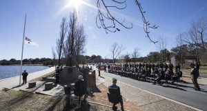 HMAS Canberra (I) is commemorated in the Nation's Capital on the shores of Lake Burley Griffin where a service is held each year on the anniversary of her loss. Photo by Petty Officer Phil Cullinan.